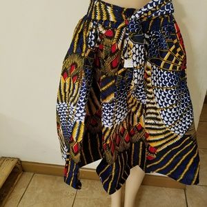 African print skirt.